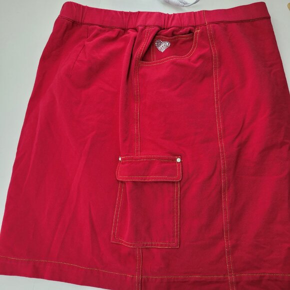 Dream Jeannes by Quacker Factory Skort Women's L Red Heart Bling Skirt Shorts - Picture 8 of 13